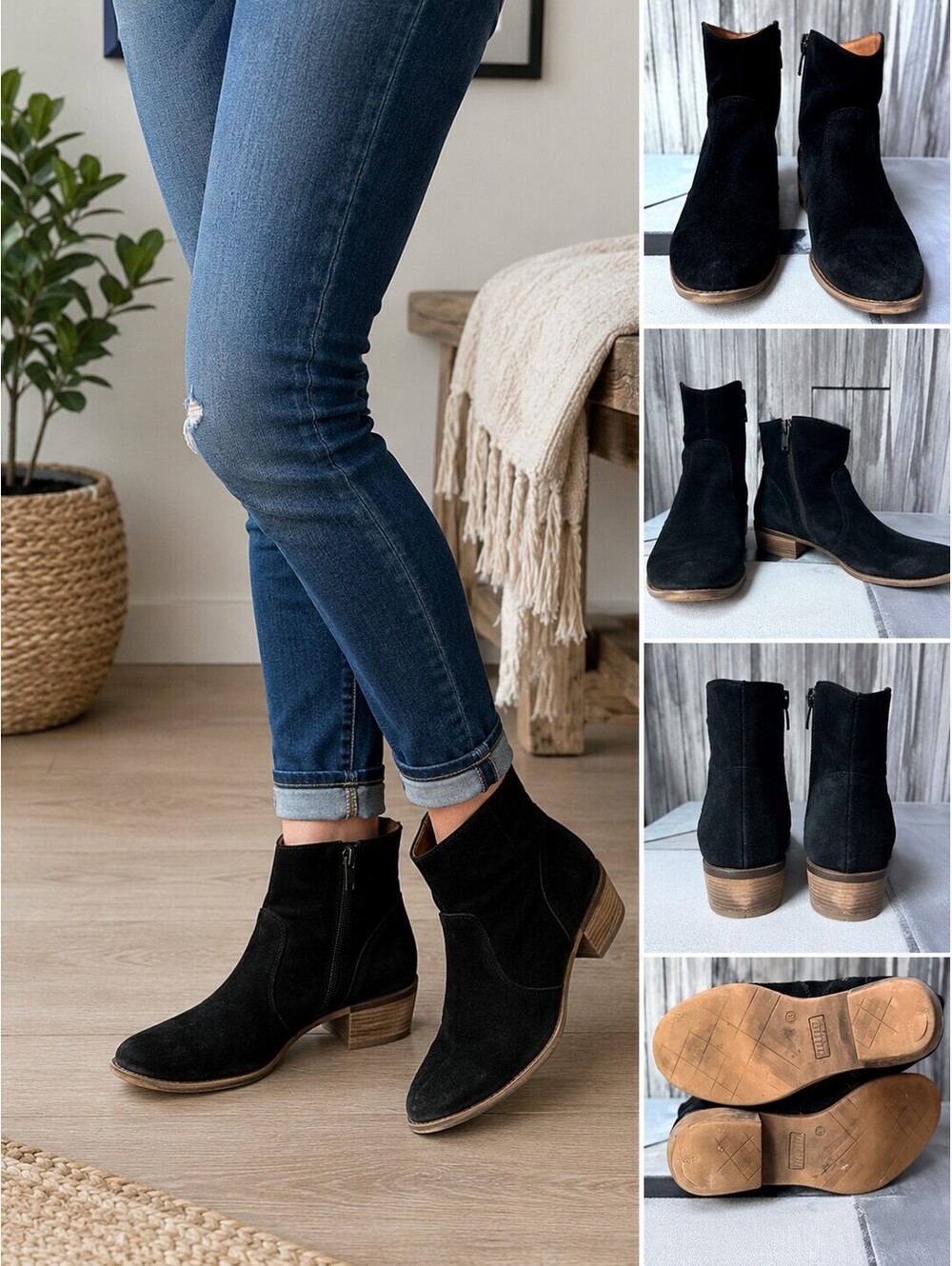MTNY Black Suede Ankle Boots Women’s 10
